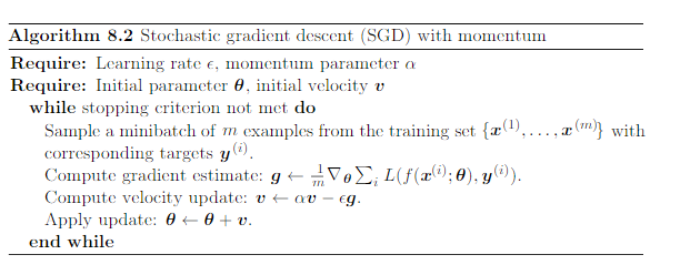 minibatch sgd with momentum